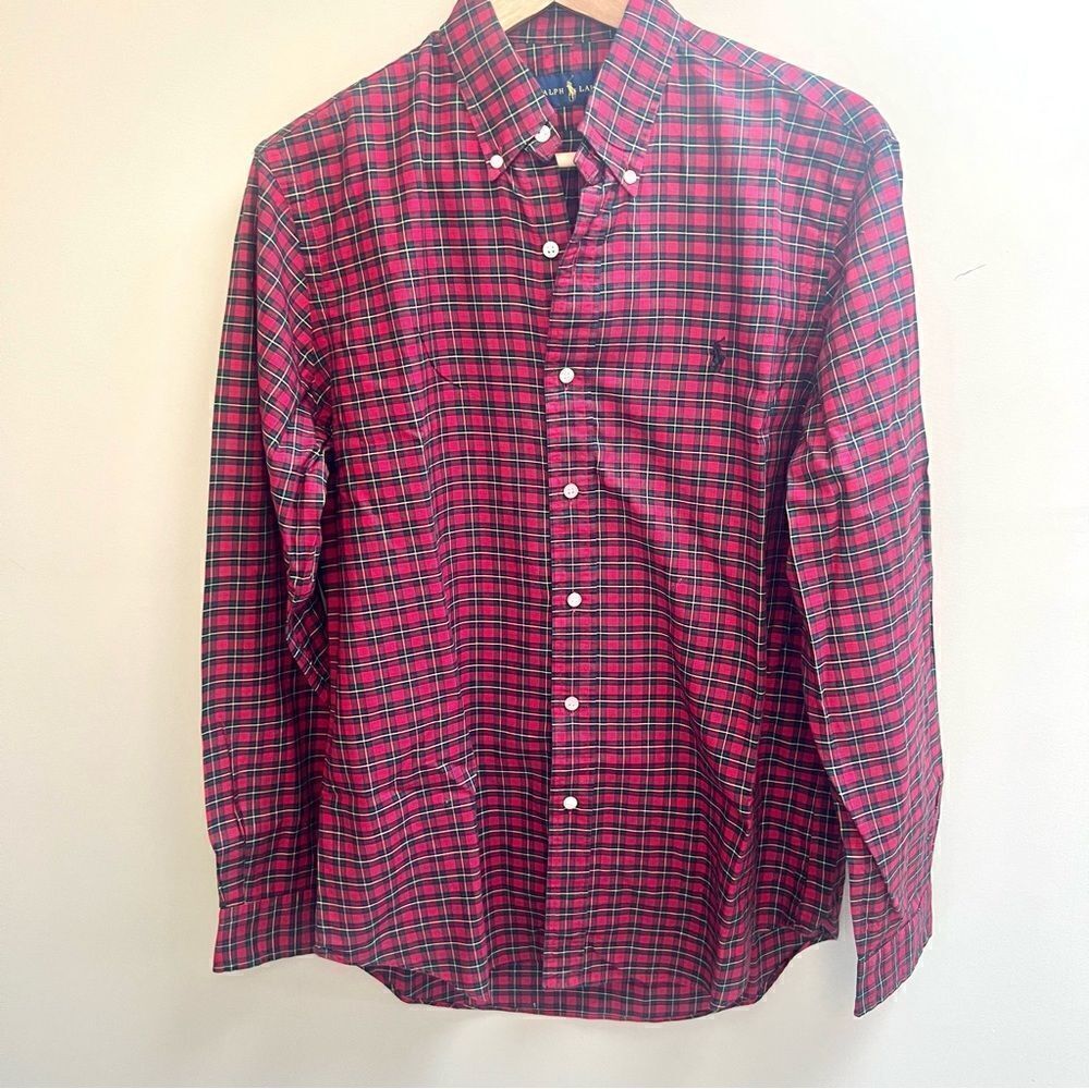 Ralph Lauren classic fit red plaid button down Sz M